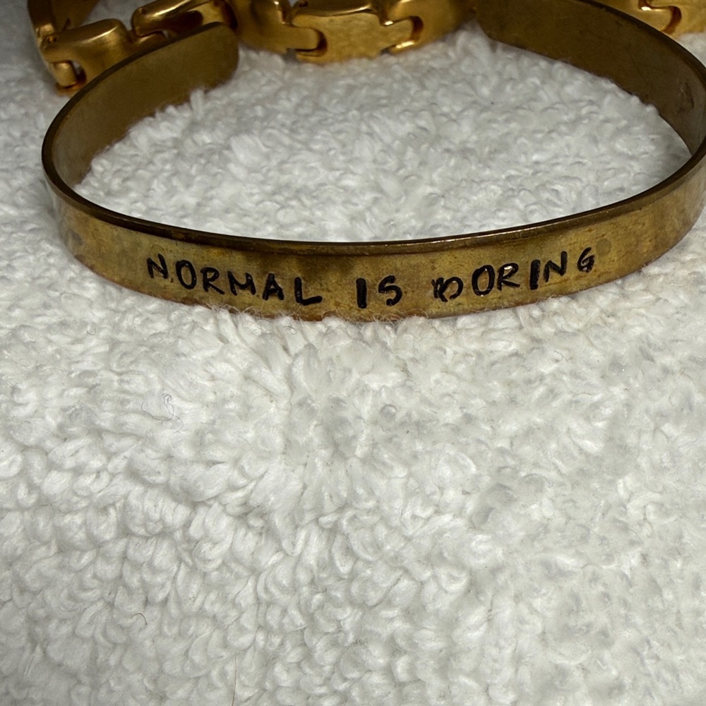 Chic Copper Bracelet hand stamped & Chain gold toned link bracelet